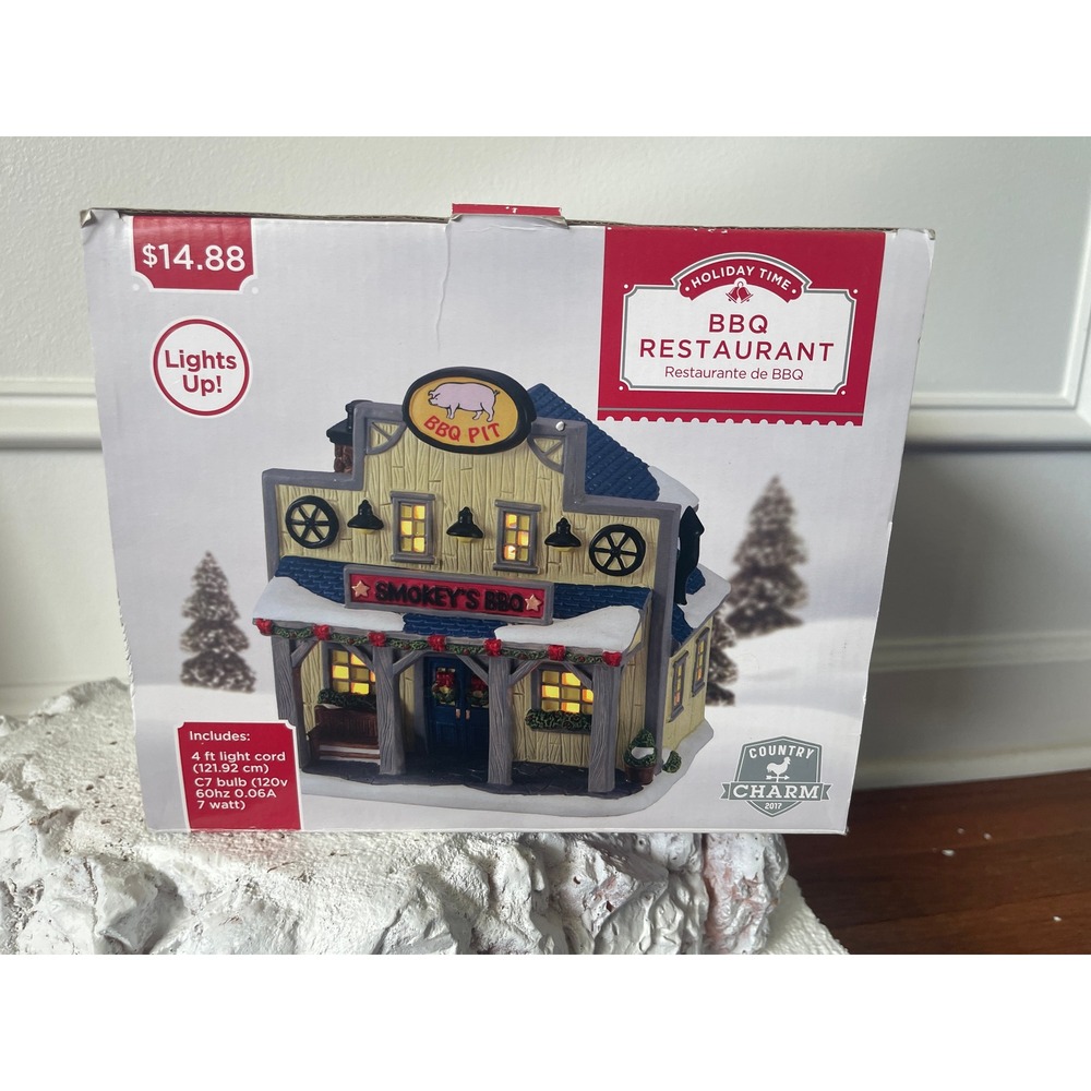 Holiday Time BBQ RESTAURANT Country Charm 2017 Christmas Village Boxed House
